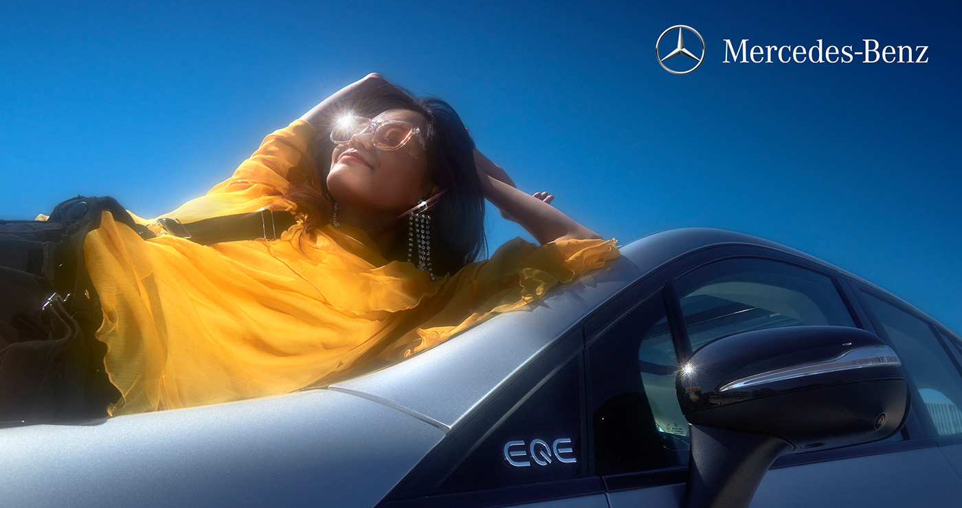 Benz mercedes car photography BMW Advertising  beauty model Fashion  photoshoot eqe suv