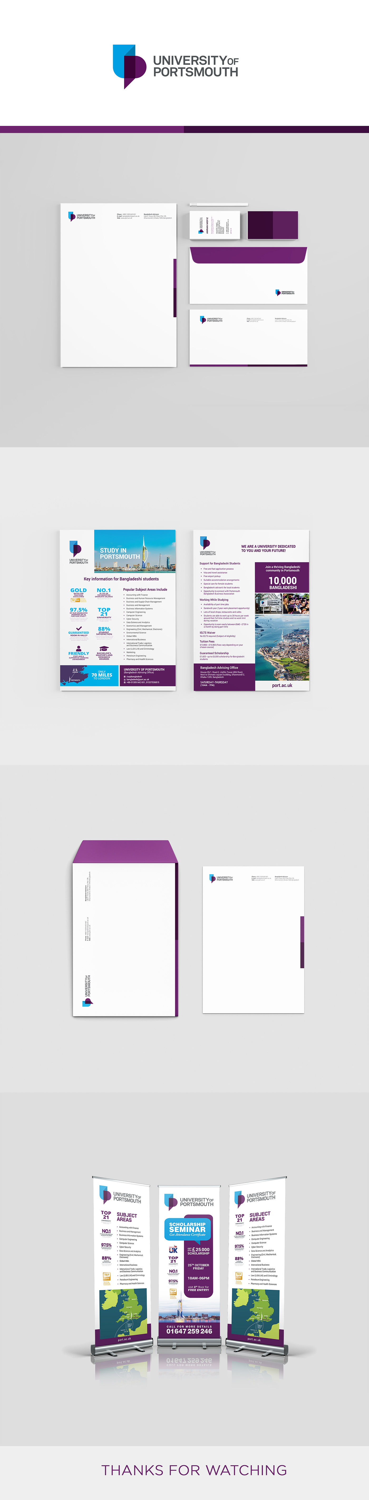 portsmouth University UK Top University scholarship roll-up banner Roll-Up X Banner free creative