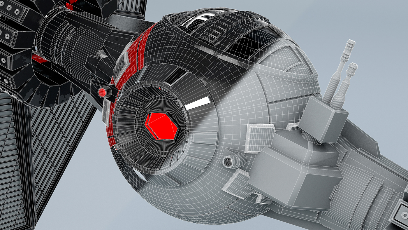 star wars Tie Fighter 3D cinema 4d The Force Awakens modeling model Render
