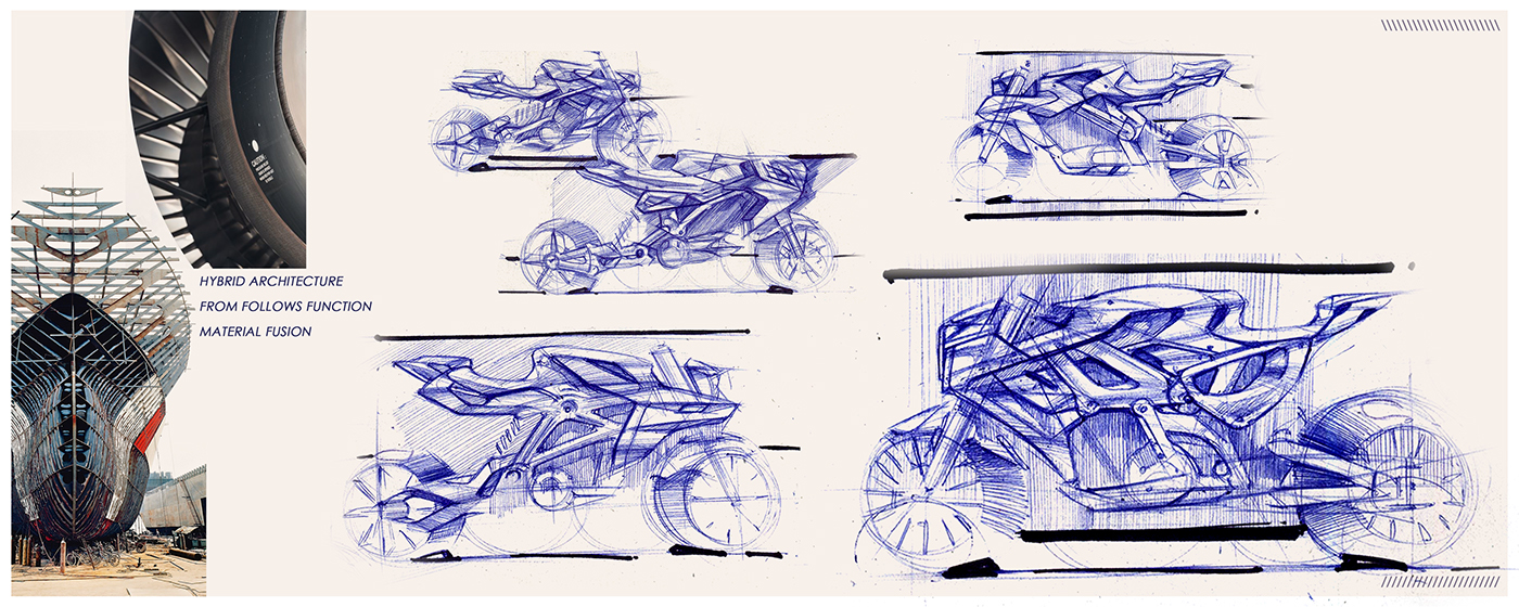 sketching concept design bike design 3D Modelling Render