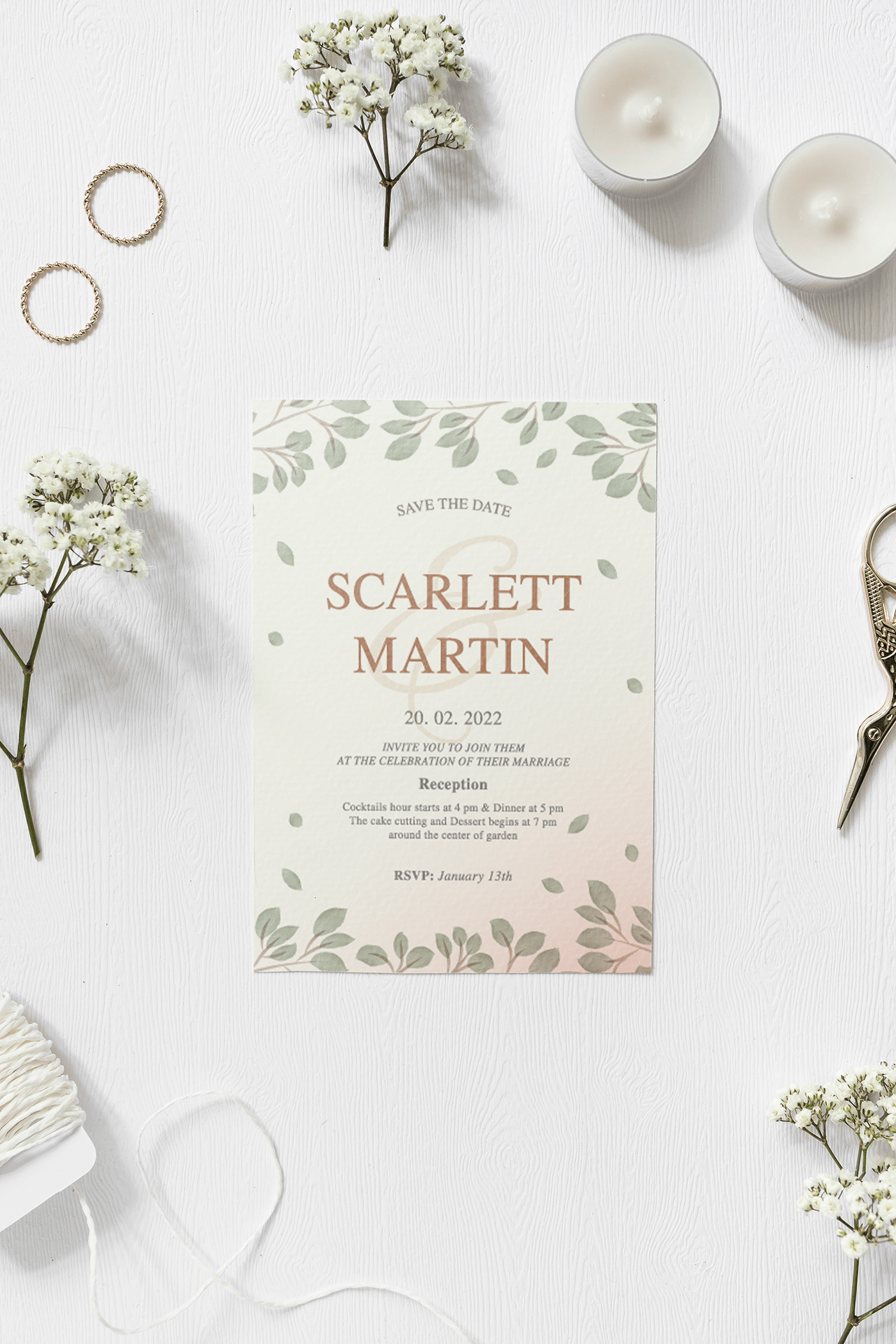 Event flower Invitation marriage rsvp save the date watercolor wedding wedding invitation rustic