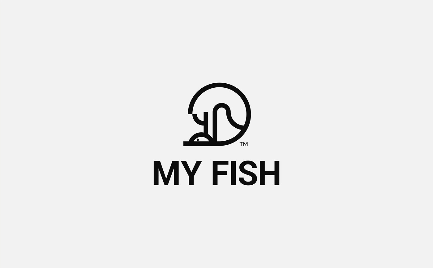 branding  Cat design fish logo My fish  clean creative identity Minimalism
