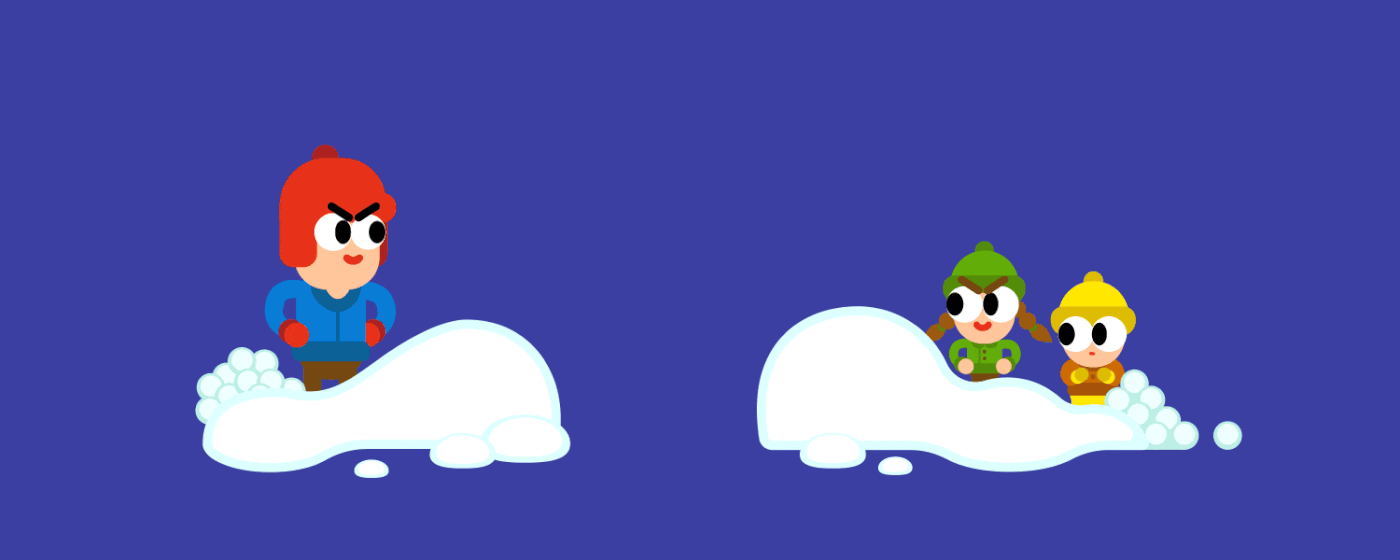 children playing in the snow lottie animation