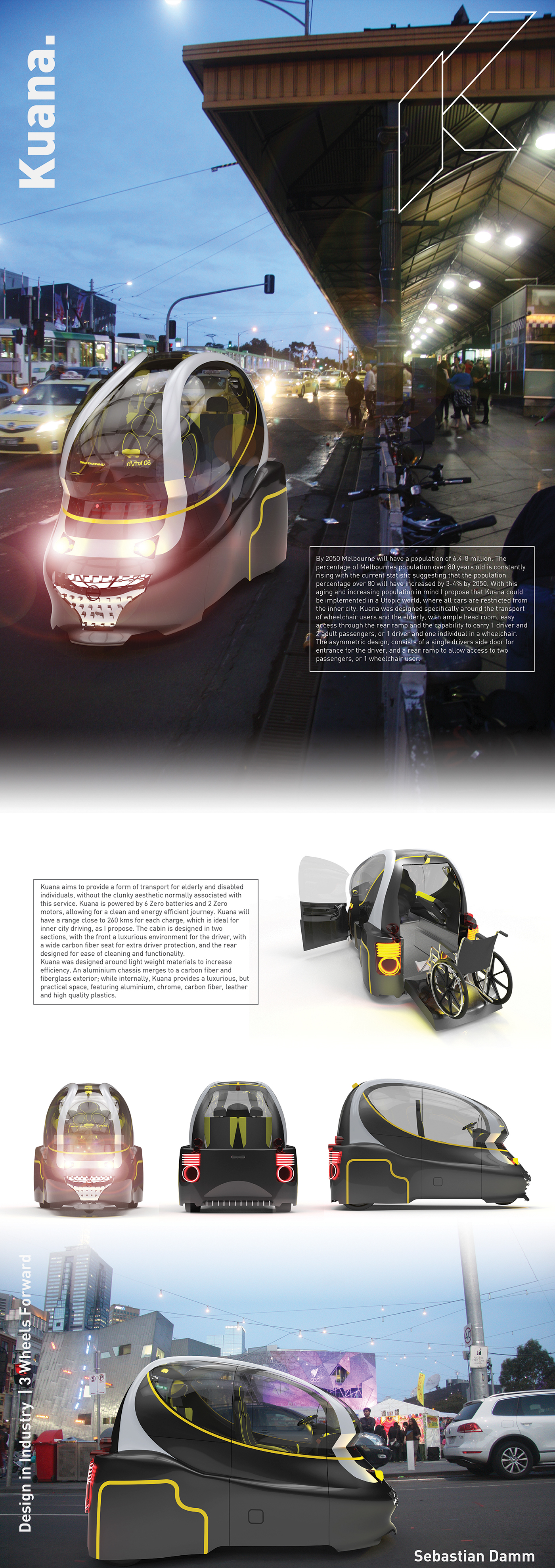 design automotive   car tuk-tuk future advanced design rendering Melbourne Australia RMIT concept design futuristic 3 wheel Transport mobility