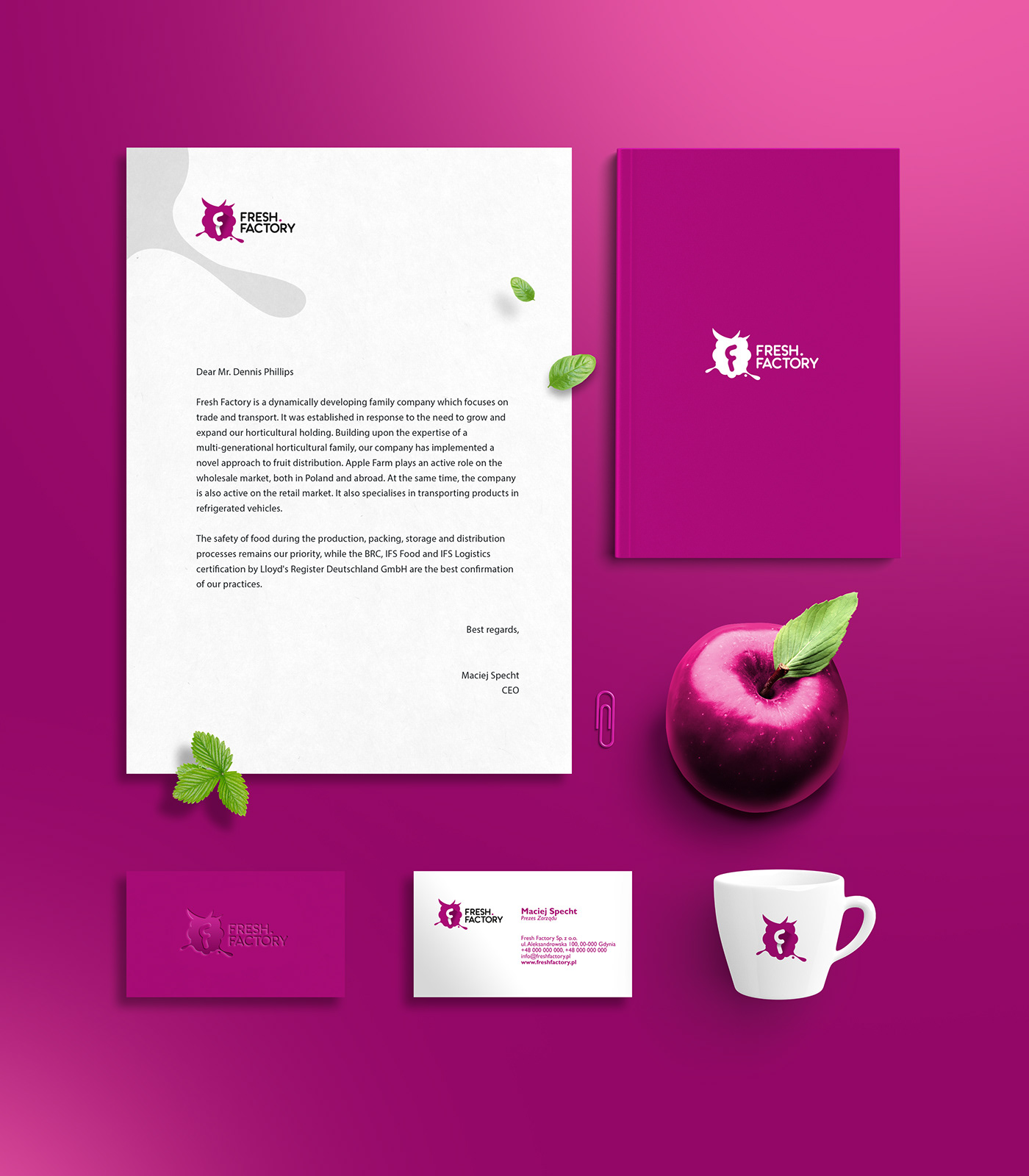 logo branding  fresh factory Fruit apple adobe photoshop Illustrator aleart_design