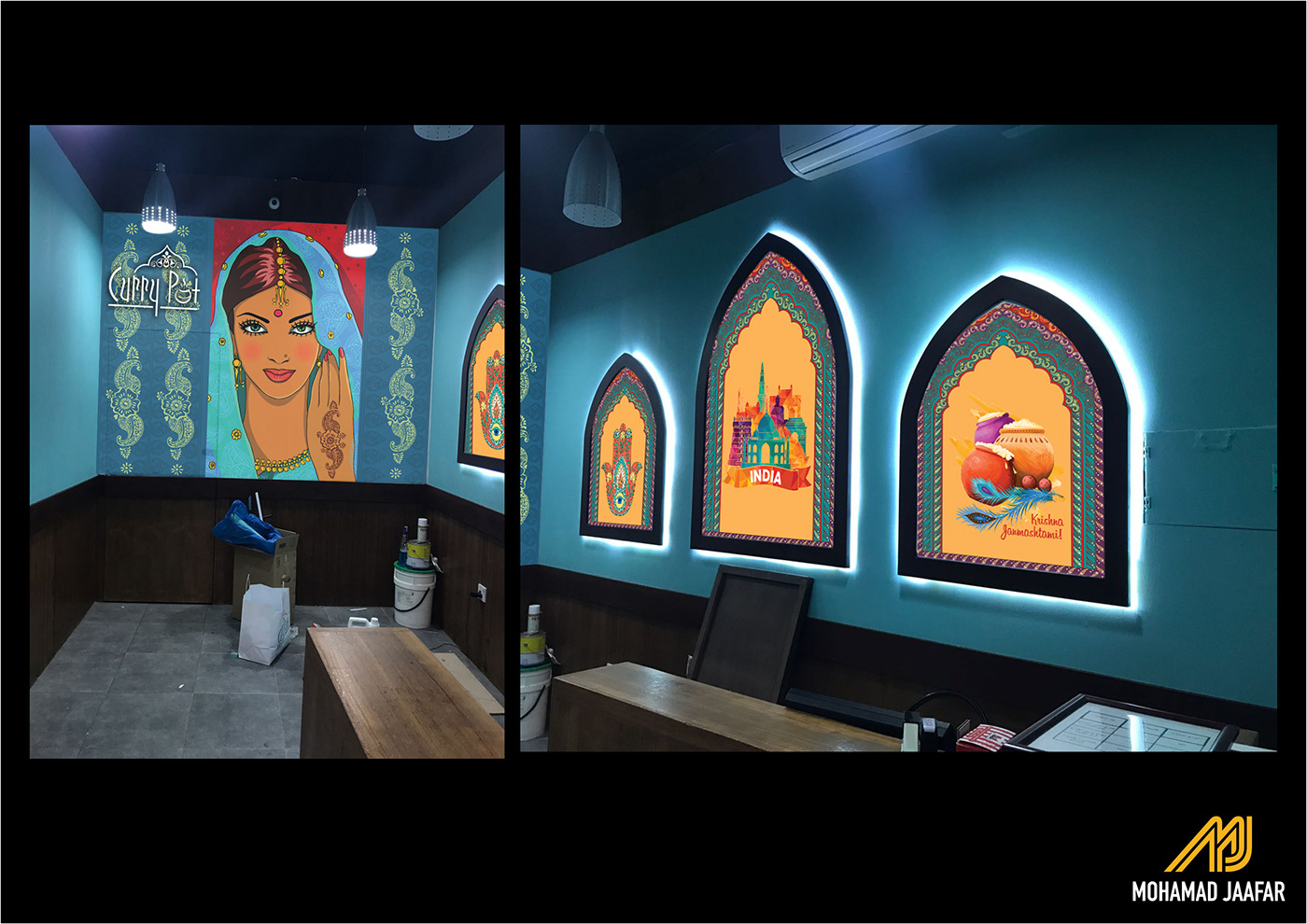 branding  identity indian style Interior Wall Branding wall design
