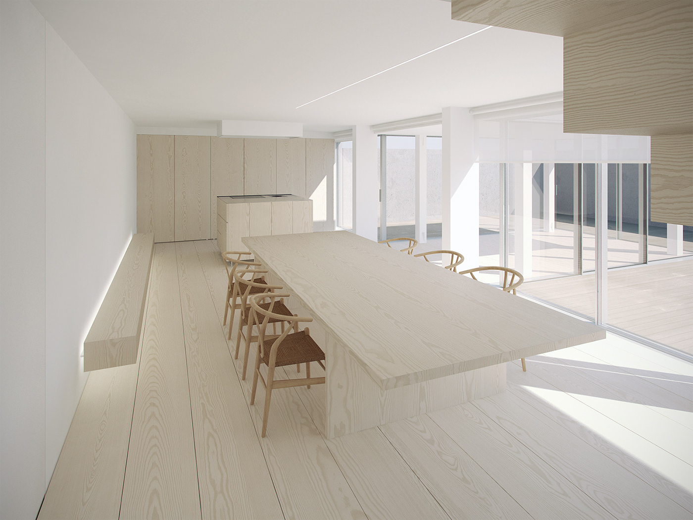 3D concept Render CGI CG graphics Day Style design pawson kitchen wood clear clean White