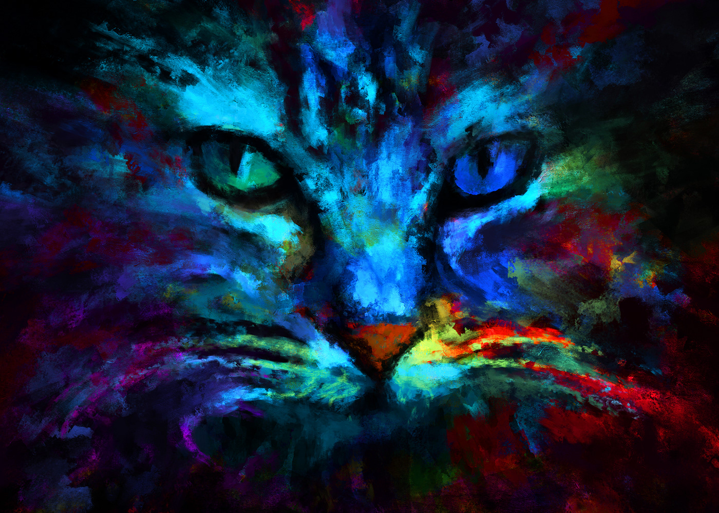 abstract animals colorful digital eyes frame impressionistic Paintings portraits posters