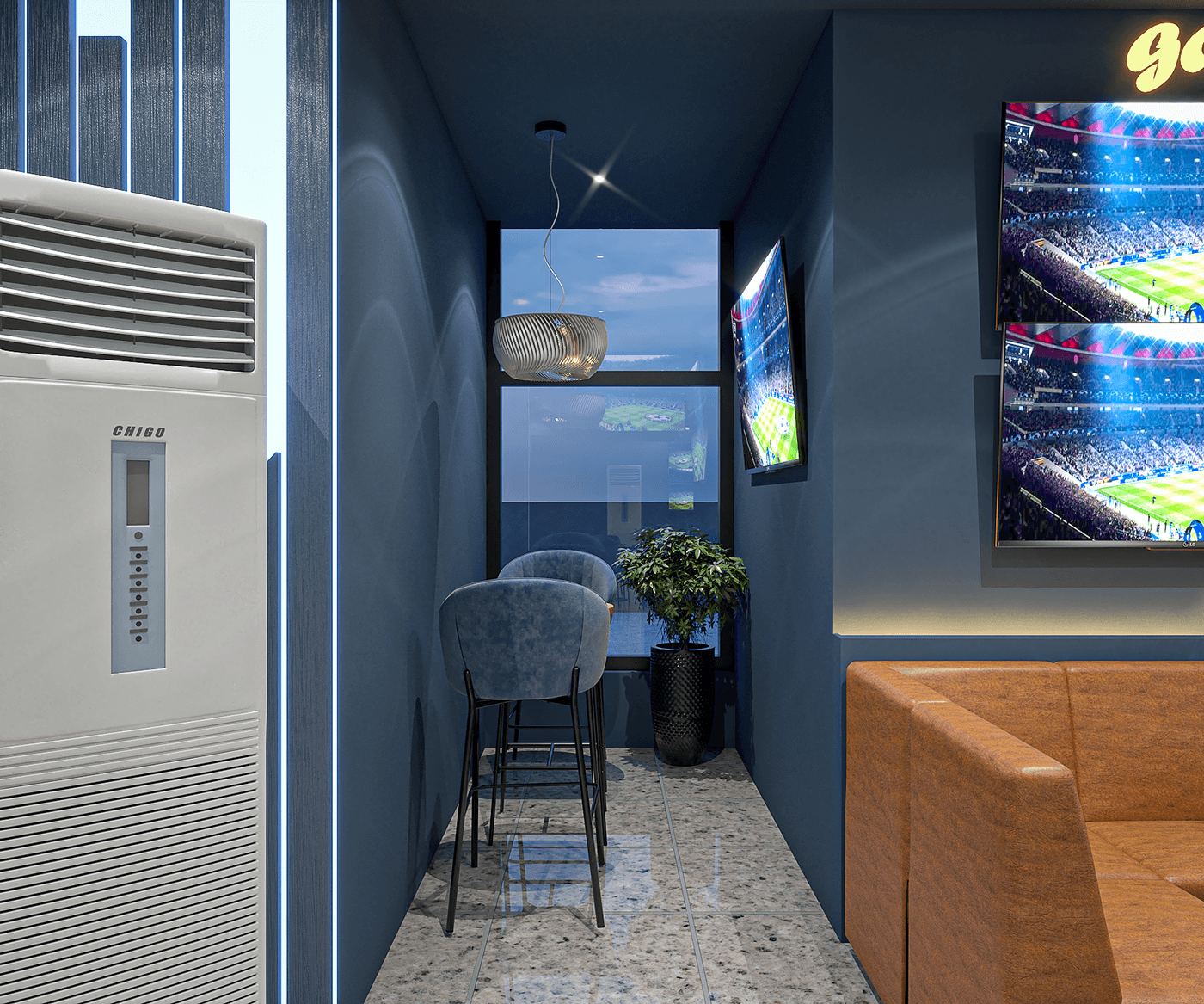 commercial design architecture interior design  Sportsbar visualization vray modern archviz 3D рендер
