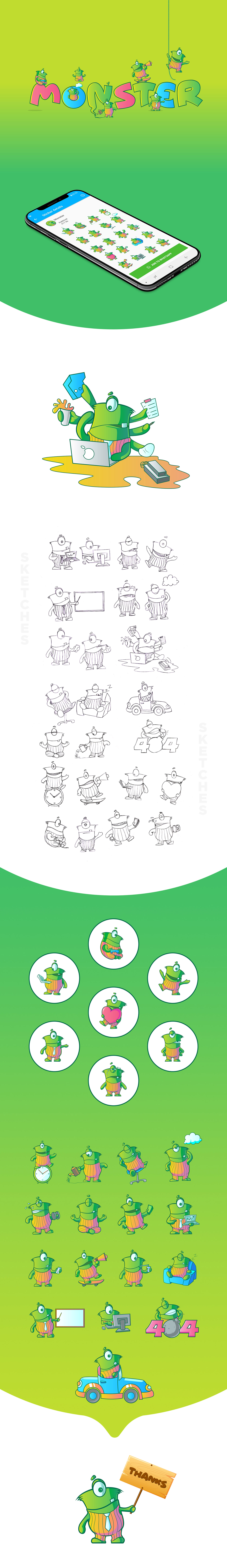 monster gogo ILLUSTRATION  cartoon Character Character design  Emoji stickers Emojis f1digitals