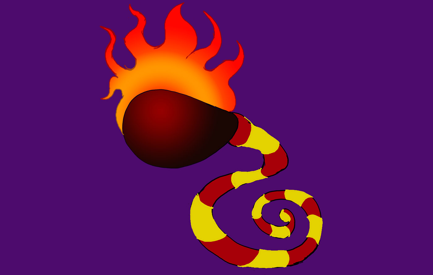 Sperm Shape Vector  with fire in head