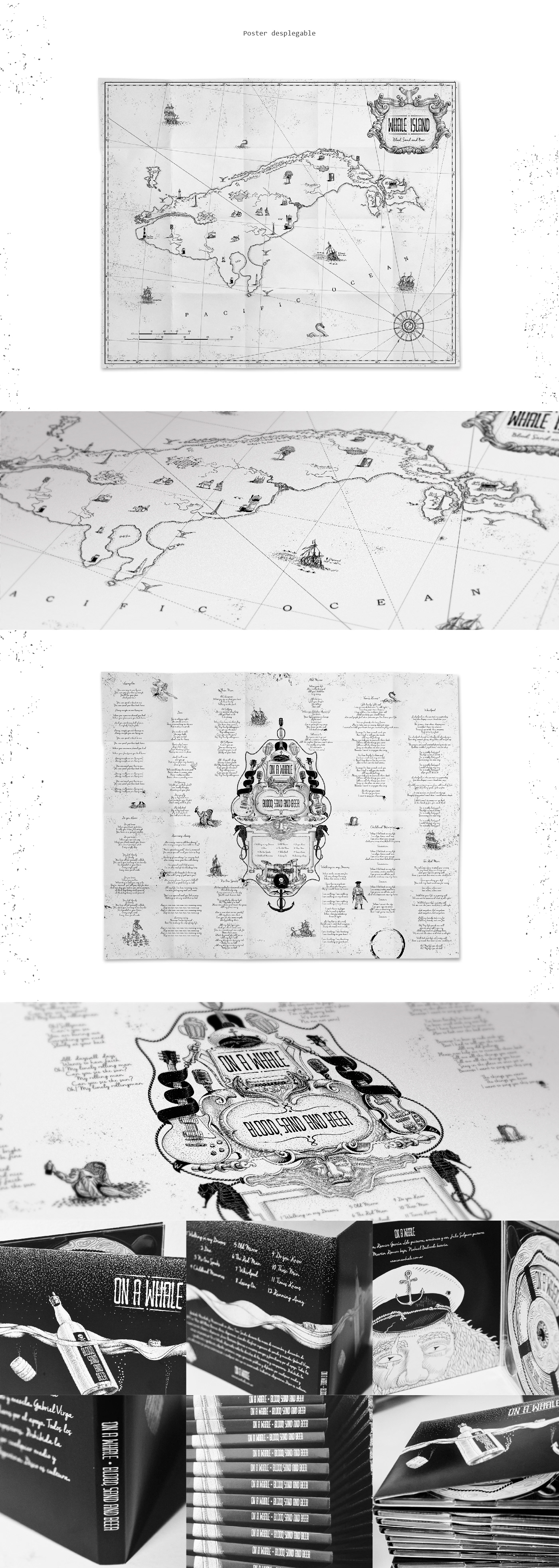 musica ilustracios diseño naufrágio blood sand beer Whale map