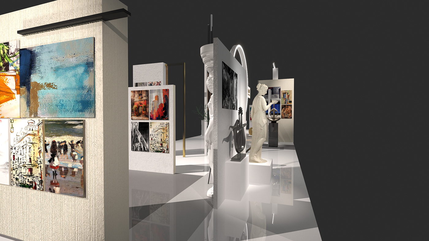 fine art bauhaus statue Display art inspiration architecture ADIHEX exhibition stand soft light UAE