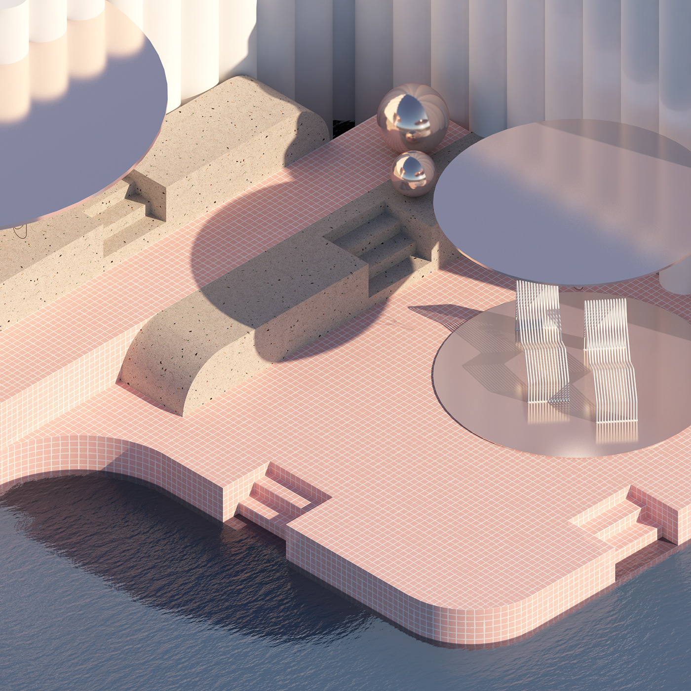 ILLUSTRATION  graphic 3dmodel rendering vray Render Pink Design Pink interior digital Digital Art 