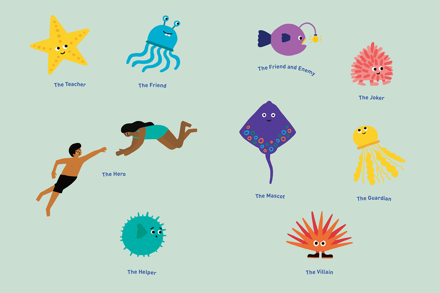 swim sea fish water ILLUSTRATION  color dublin Ireland animal Mascots