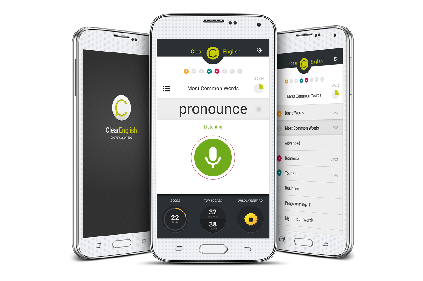 Language Learning english pronunciation app design user interface UI ux Clean Design
