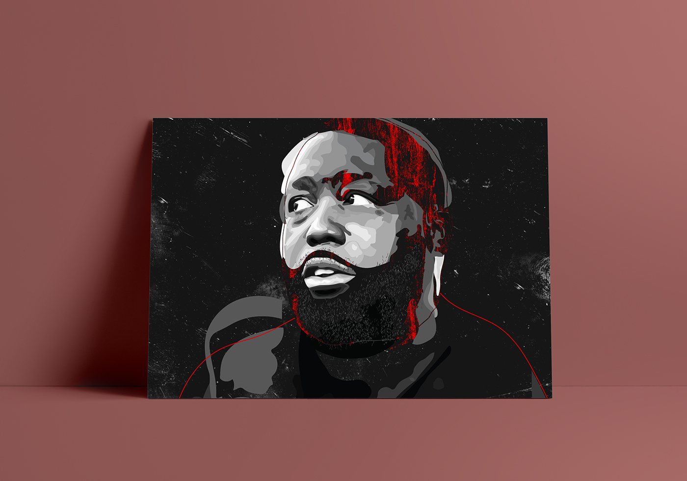 vector texture black and white Run the jewels portrait red Lyrics violence rap Killer Mike