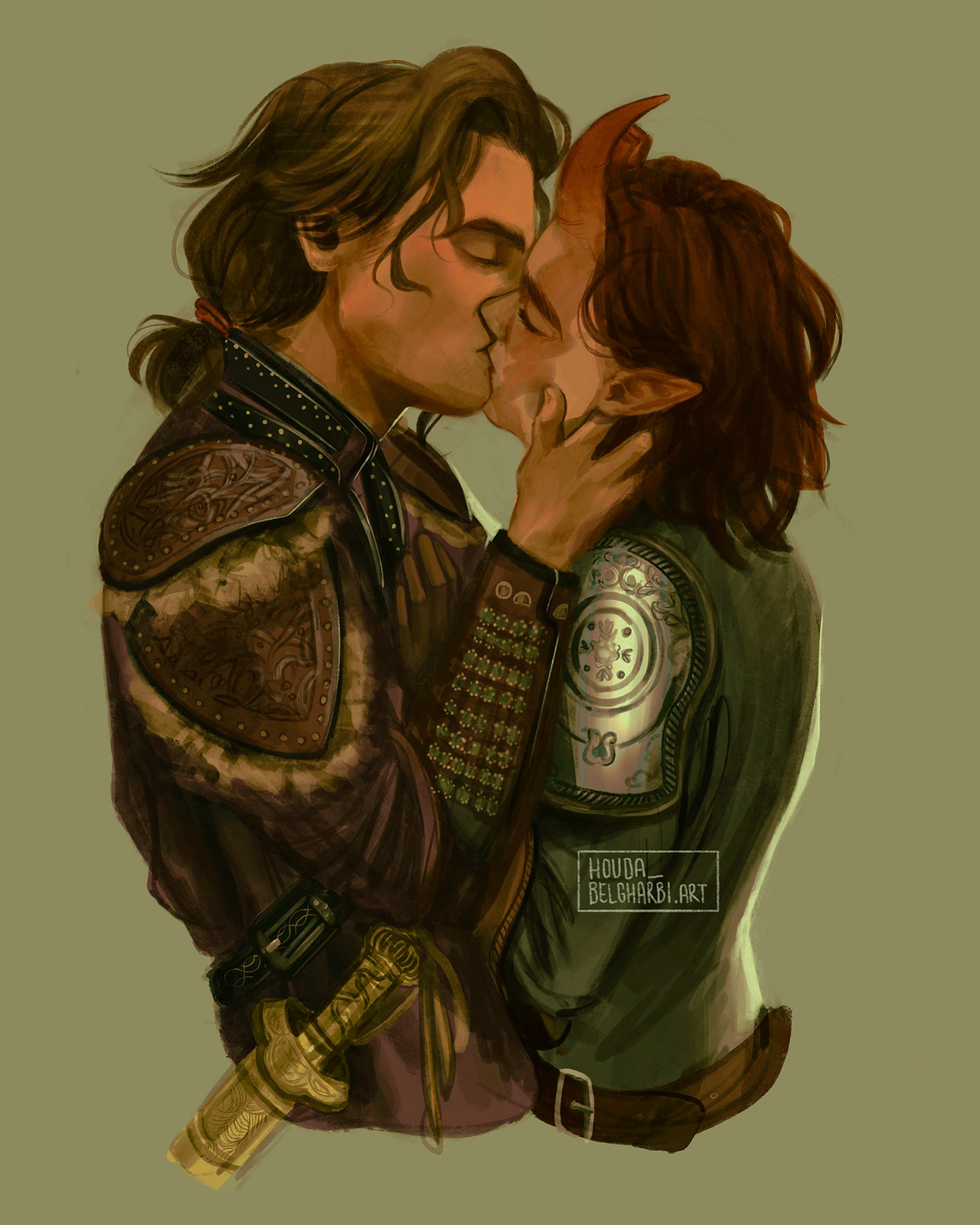 Armour Character design  couple Digital Art  dnd Dungeons and Dragons fantasy kiss kisses oc romance