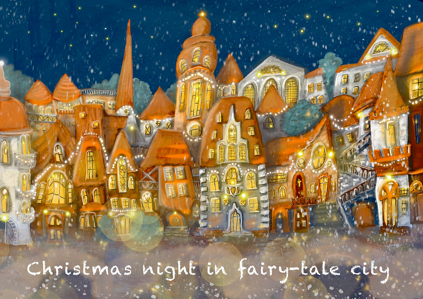 fairy tale Christmas xmas Merry Christmas ILLUSTRATION  digital illustration christmas card animation  Illustrator xmas design