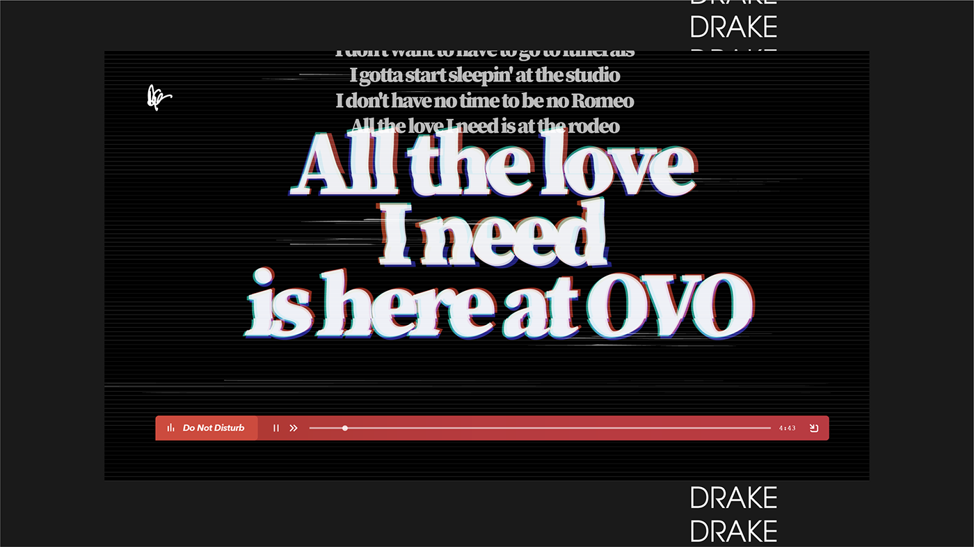Drake music Website branding  motion UI Brutalist redesign ovo scorpion
