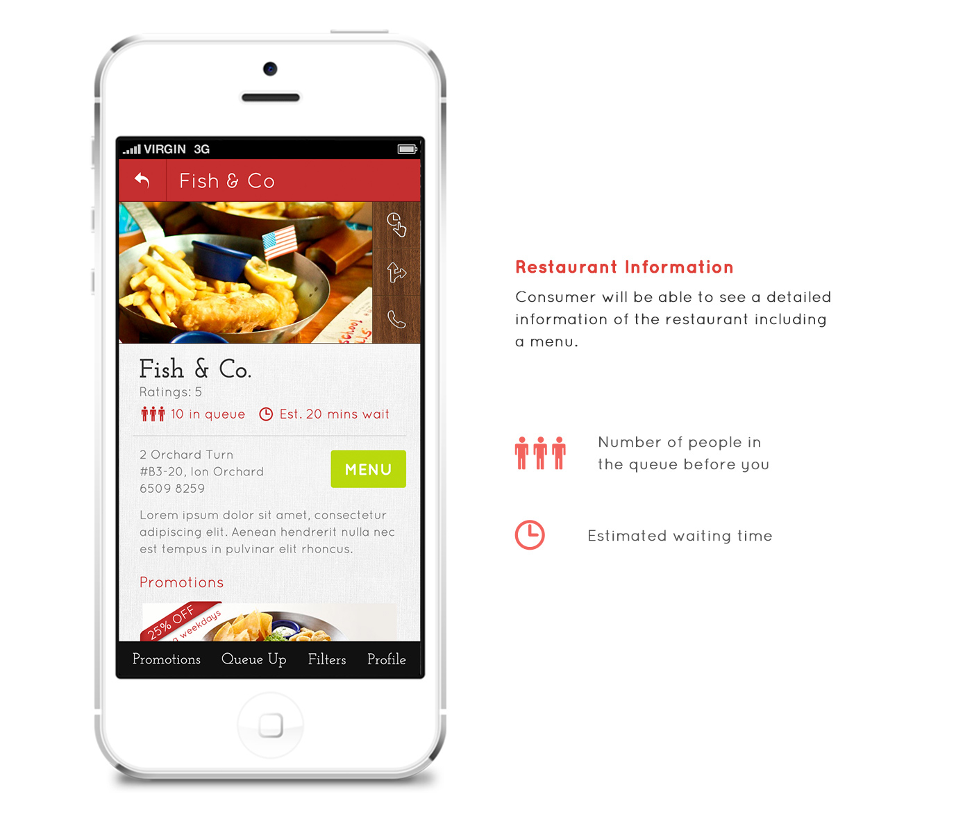 hackathon app mobile iphone restaurant queue Interface design time