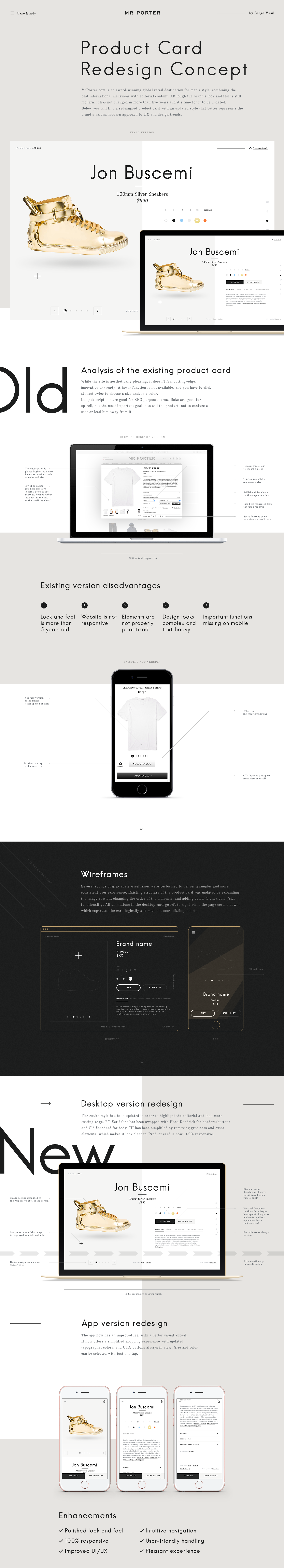 Mr Porter redesign product card Ecommerce case study app desktop mobile story behind before after