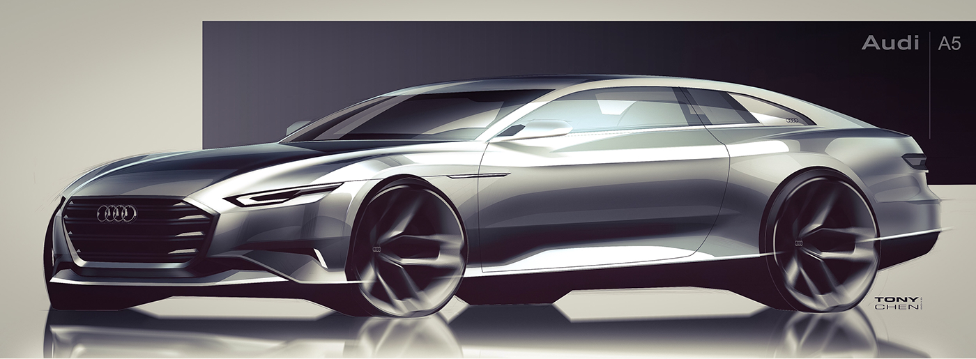 Art Center tony chen BMW Z4 Audi mercades sketch rendering lighting car design automotive   Transportation Design aston martin sketching