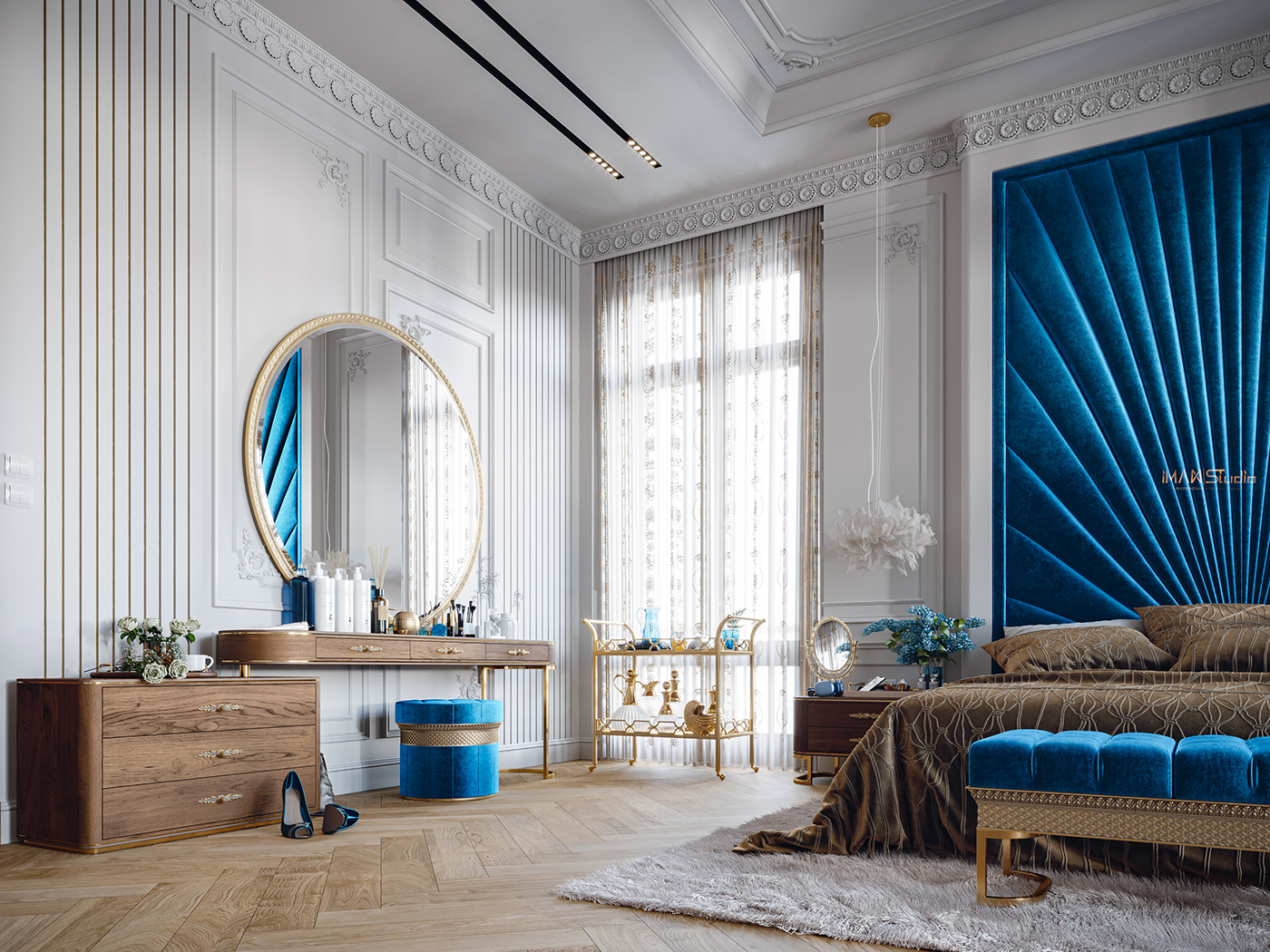architecture archviz bedroom blue interior design  Lady luxury