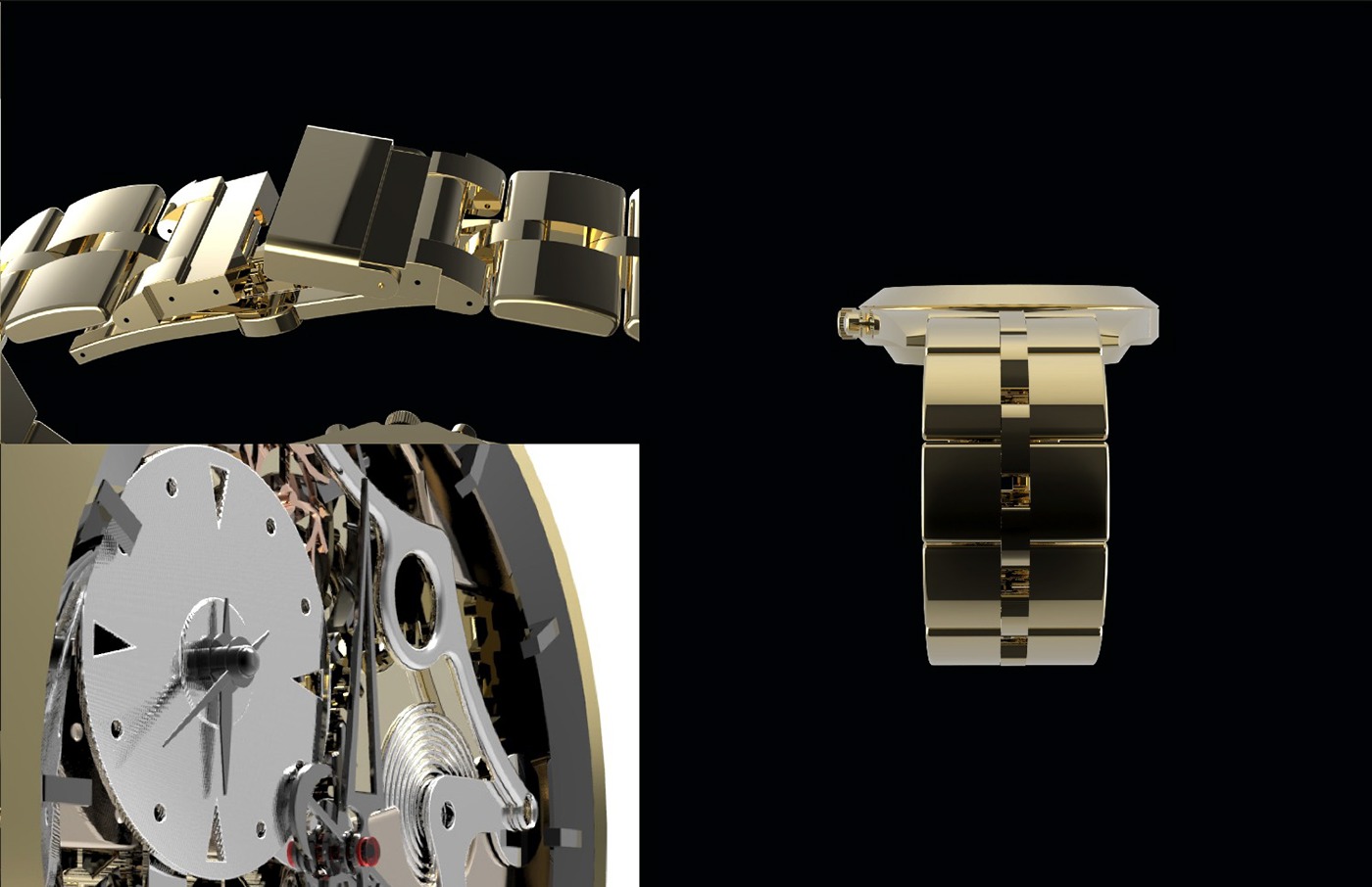 gold metal mechanical watch watch metalic