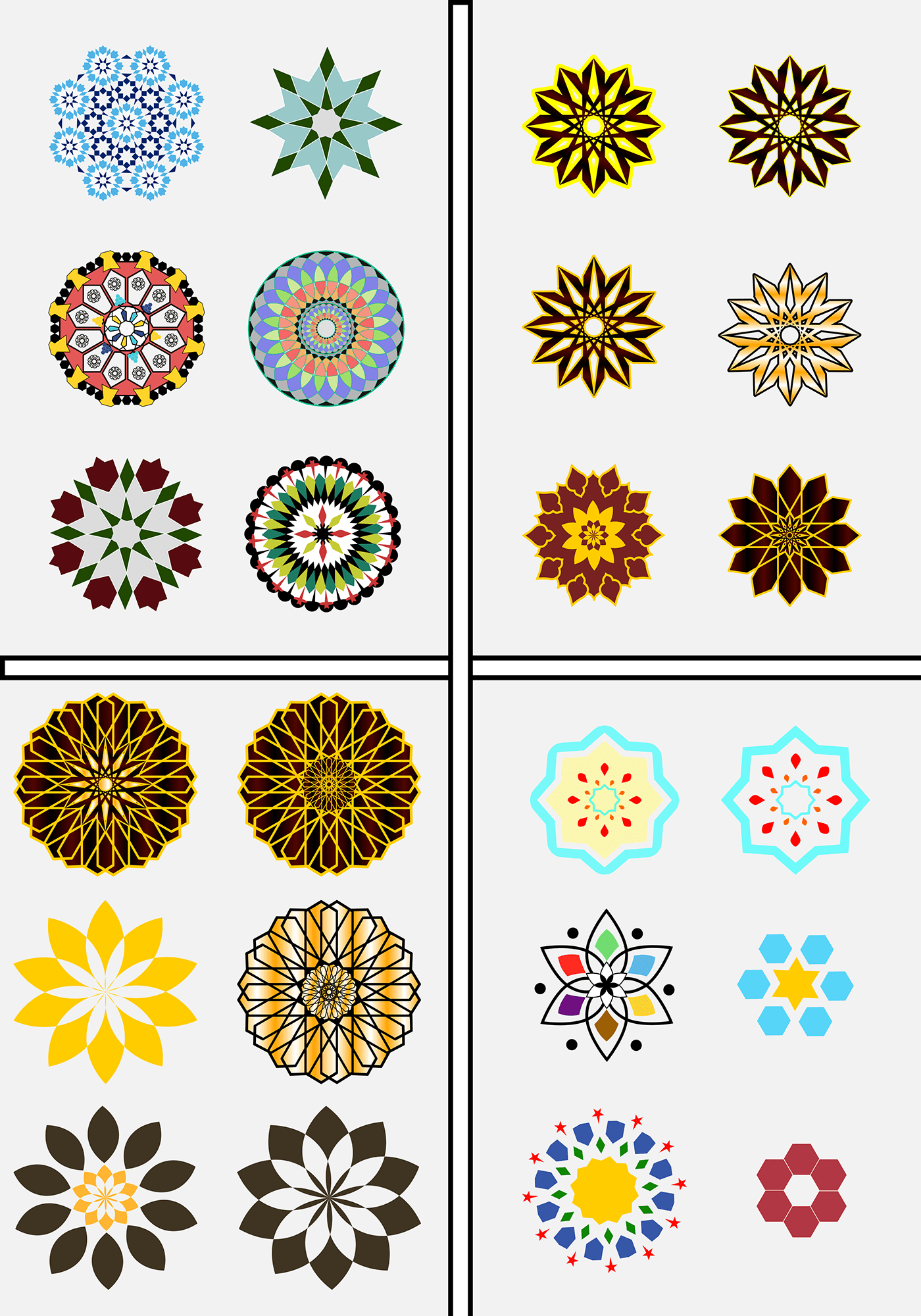 colorful Fashion  floral geometric design islamic mosaic pattern wall art Zellige   zellij