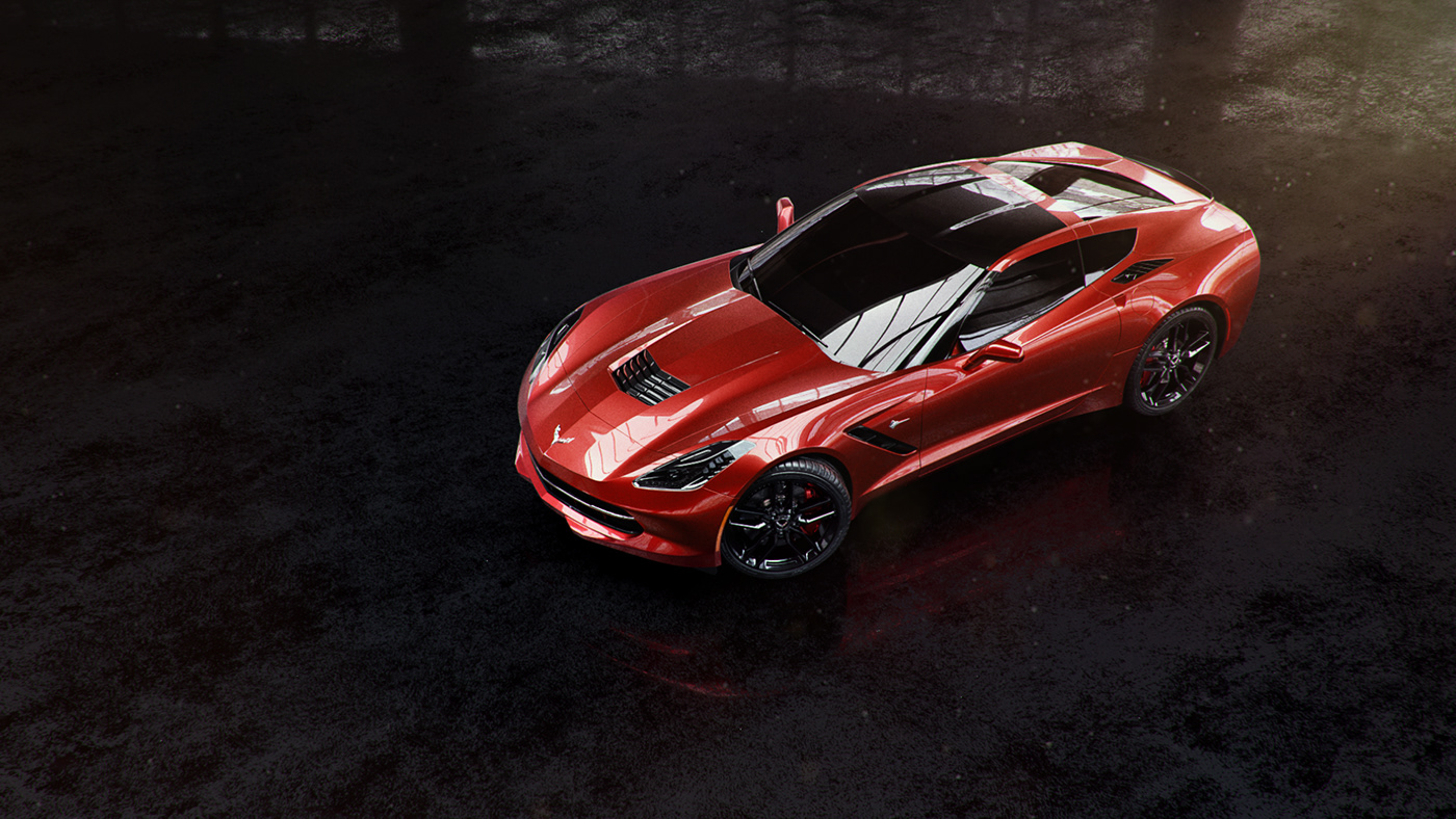 Corvette stingray Auto car blender 3D photoshop visual print CGI