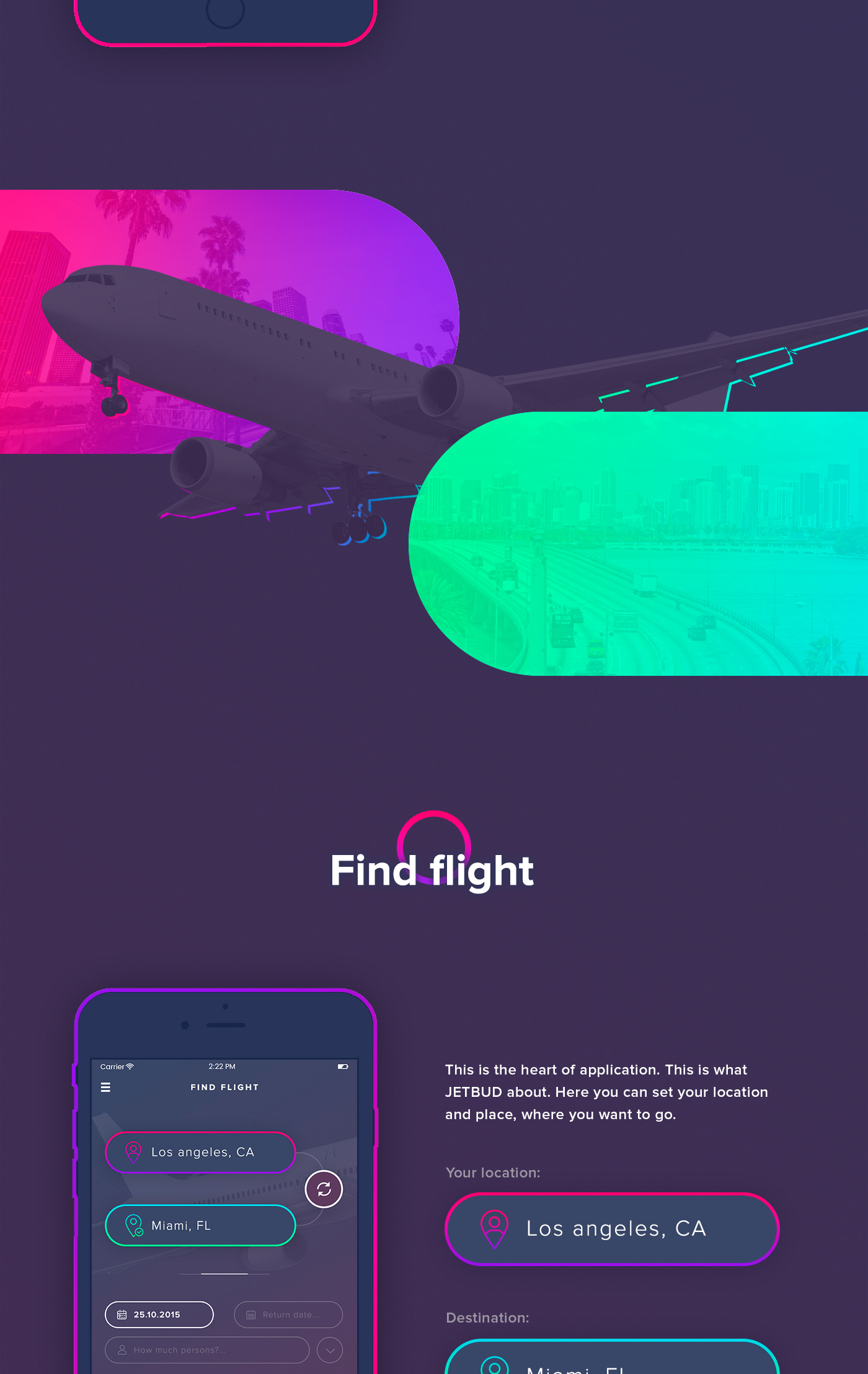 mobile iphone flight plane search ui ux design minimalist bright application