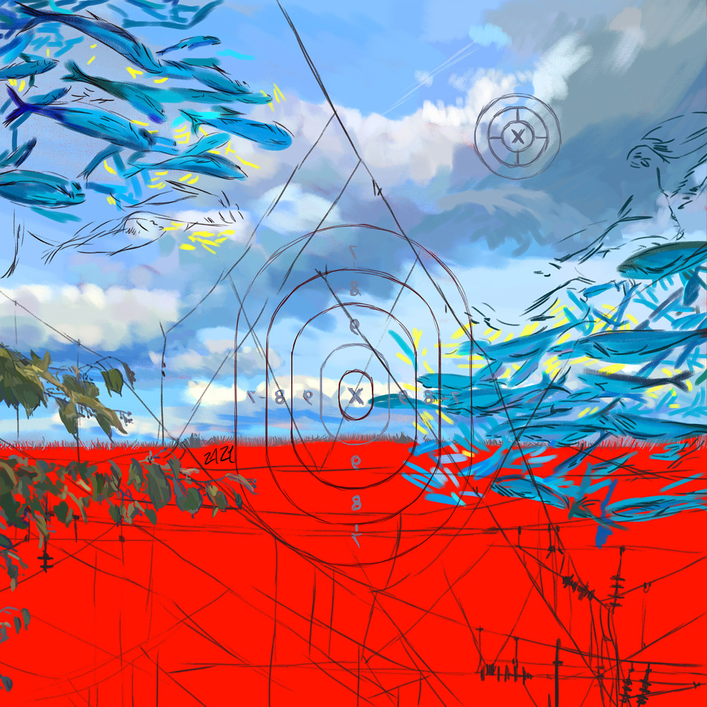 detailed drawing digital Digital Drawing Drawing Collection fish Landscape Nature photorealism realistic red