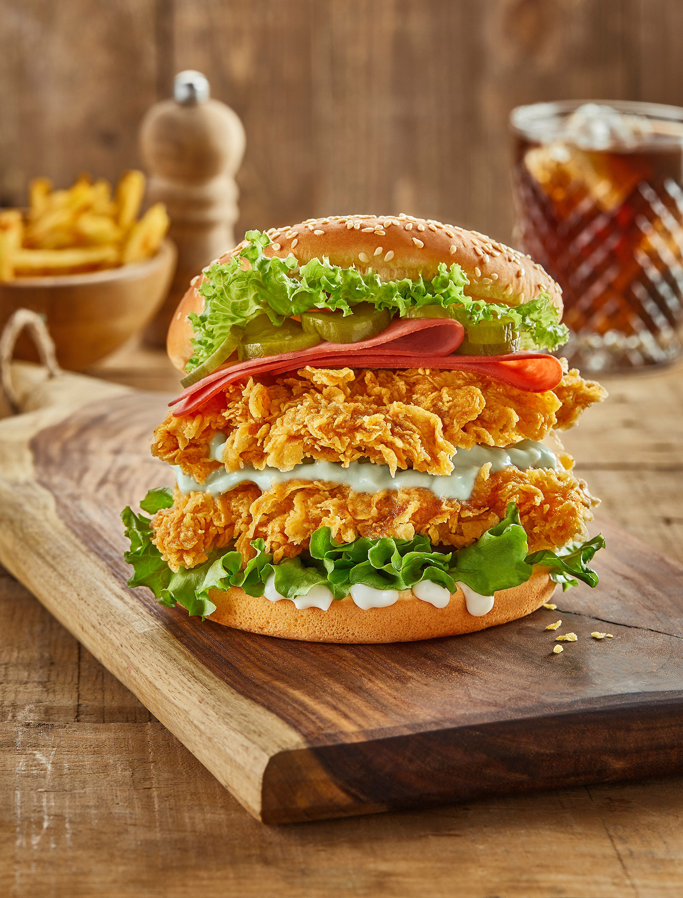 bts burger commercial foodstyling friedchicken menu Photography  shoot