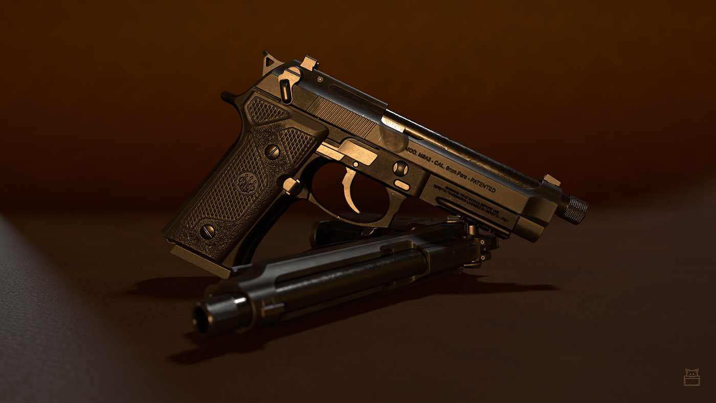 Weapon Gun game 3D blender Marmoset Substance Painter 3d modeling