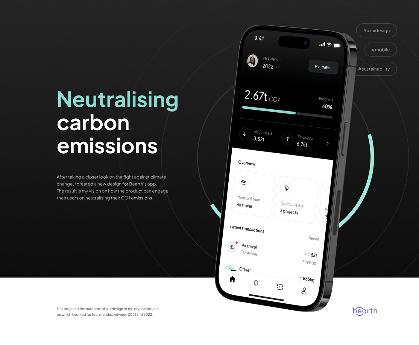 app carbon footprint mobile net zero neutralise offset Sustainability UI UI/UX