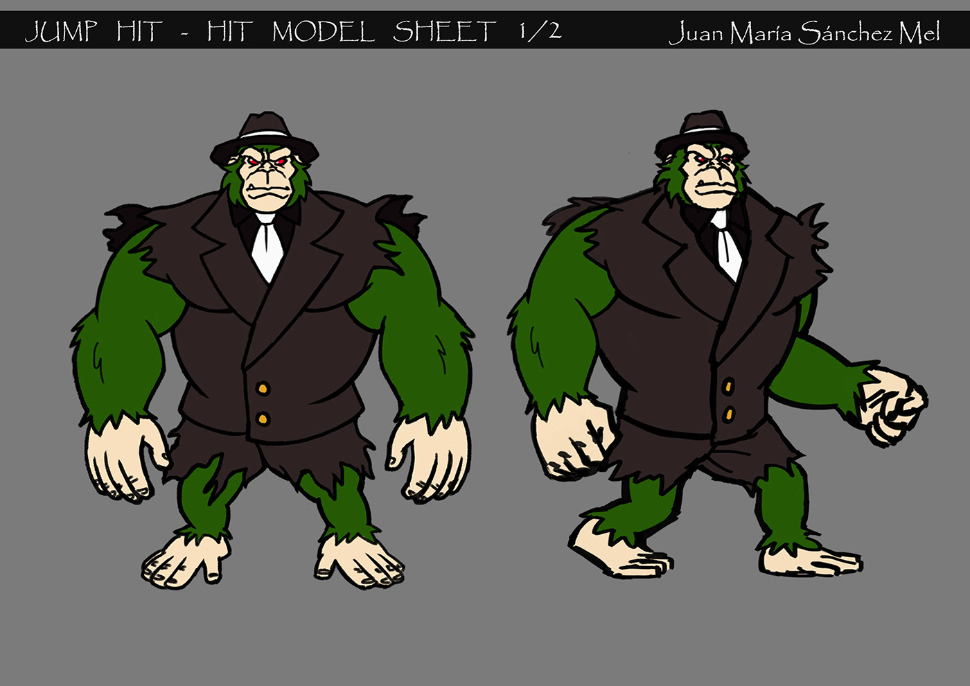 digital art Character design concept ape guns mutant green cartoon