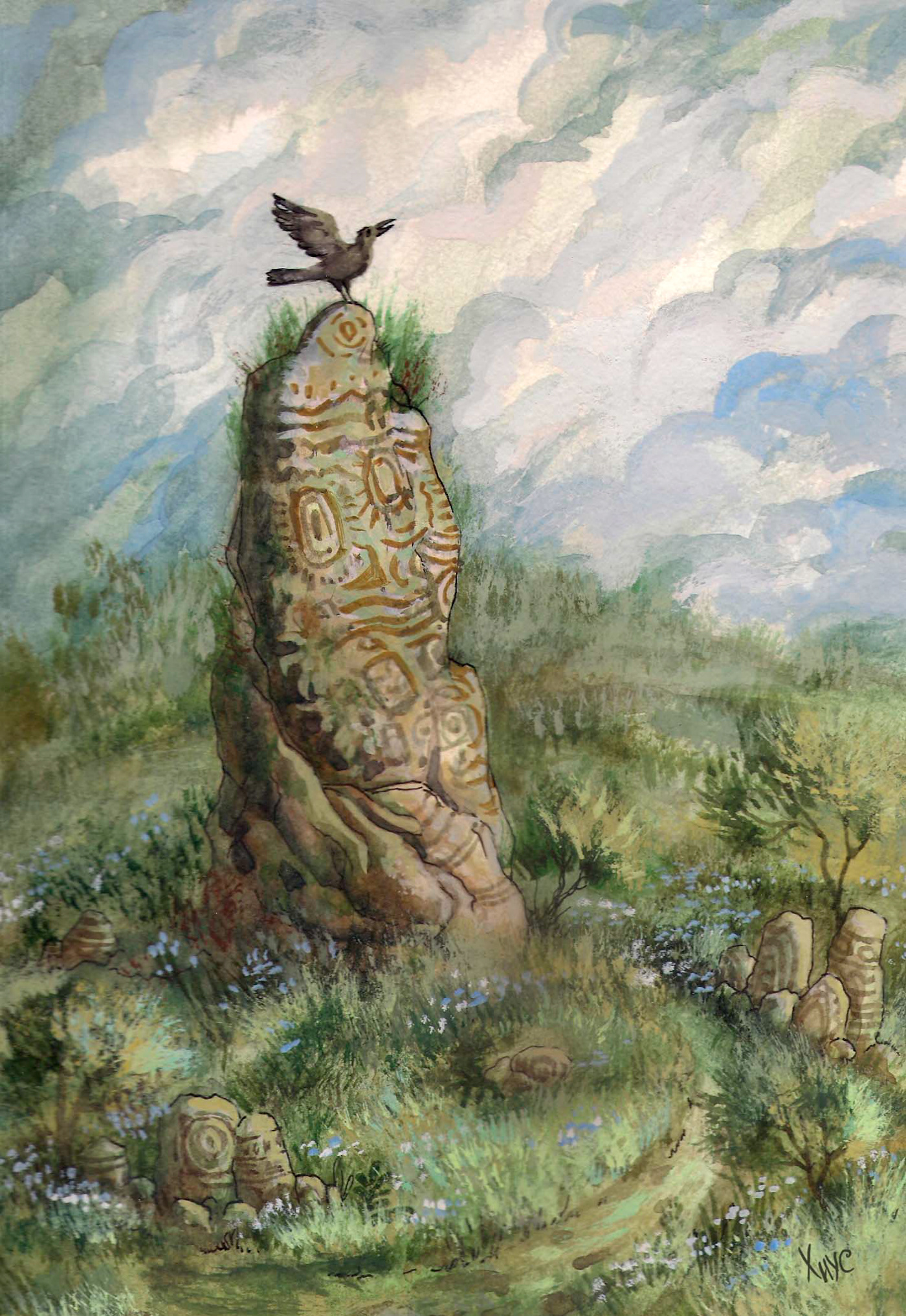 Stone aqarell illustration