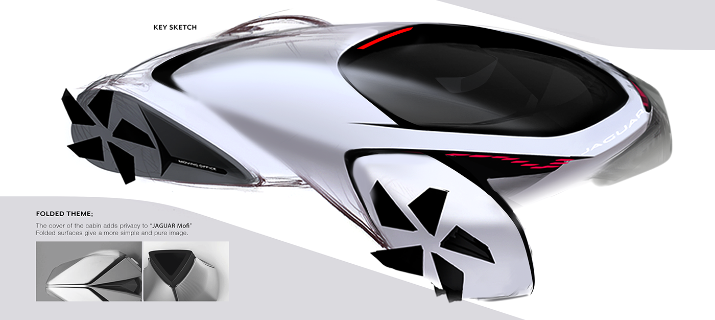 automobile cardesign jaguar concept car Autonomous rendering industrial design sketch