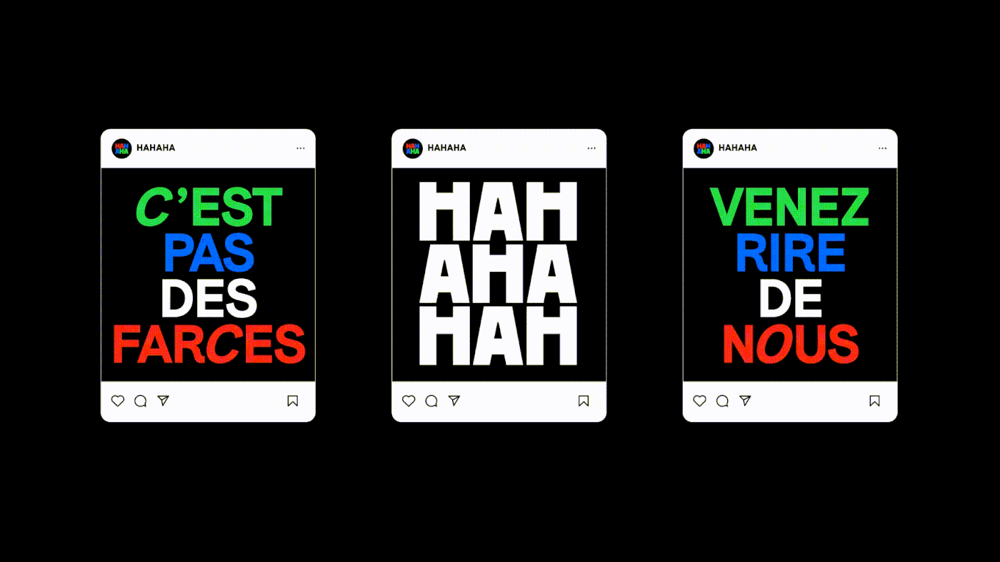 brand Event festival HAHA hahaha humor humour identity typography   juste pour rire