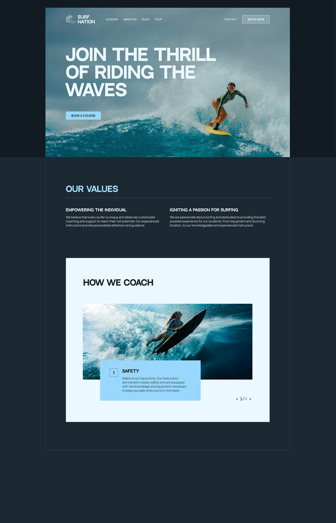 academy educational school sport sports Sports Design Surf surfing ux/ui Web Design 