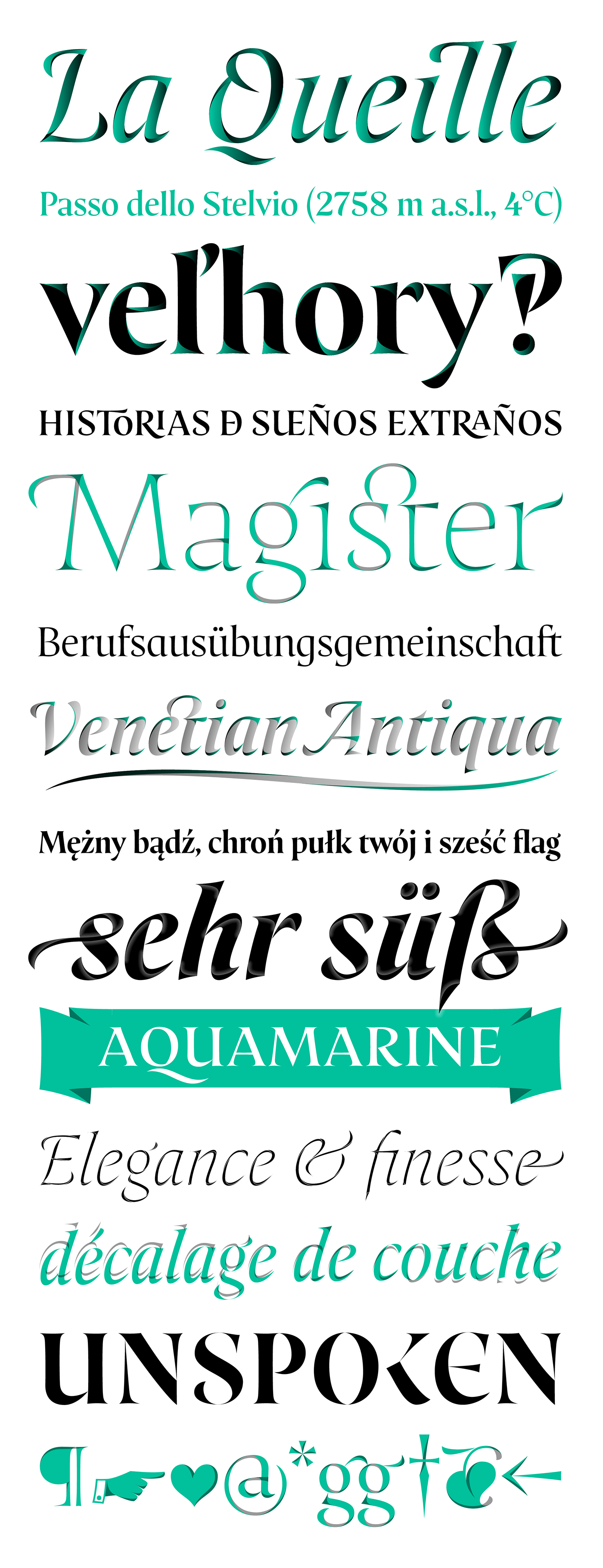 layered antiqua Display Typeface eye catching Sharp swashed Dynamic Playful font
