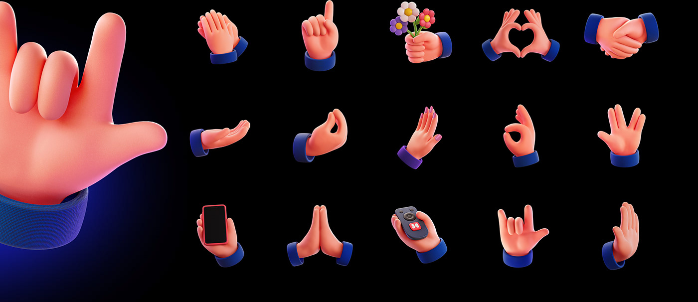 Pack Icon app product ILLUSTRATION  3D Render Character Emoji set