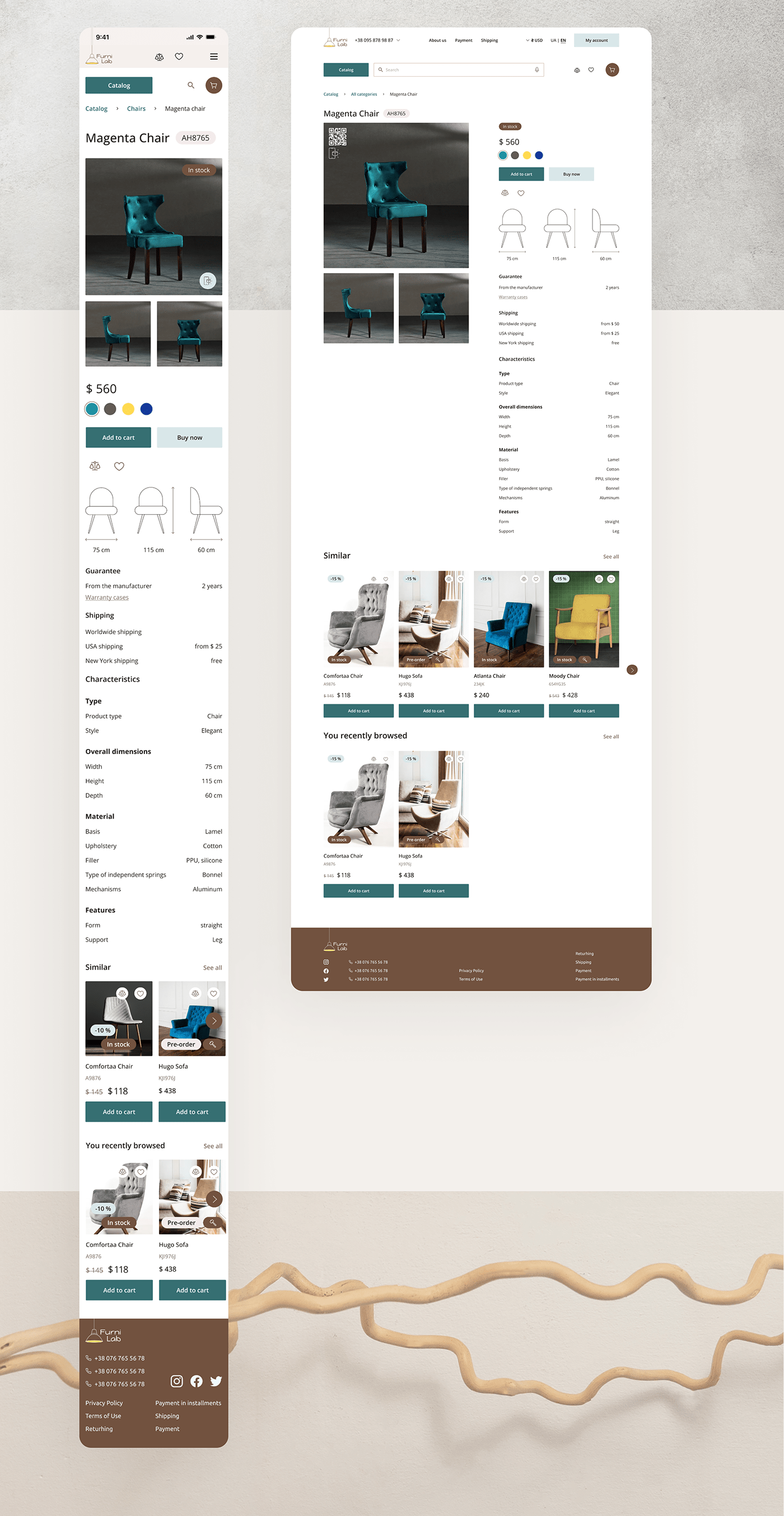 augmented reality e-commerce Figma furniture Interior online store shop UI/UX user interface UX design