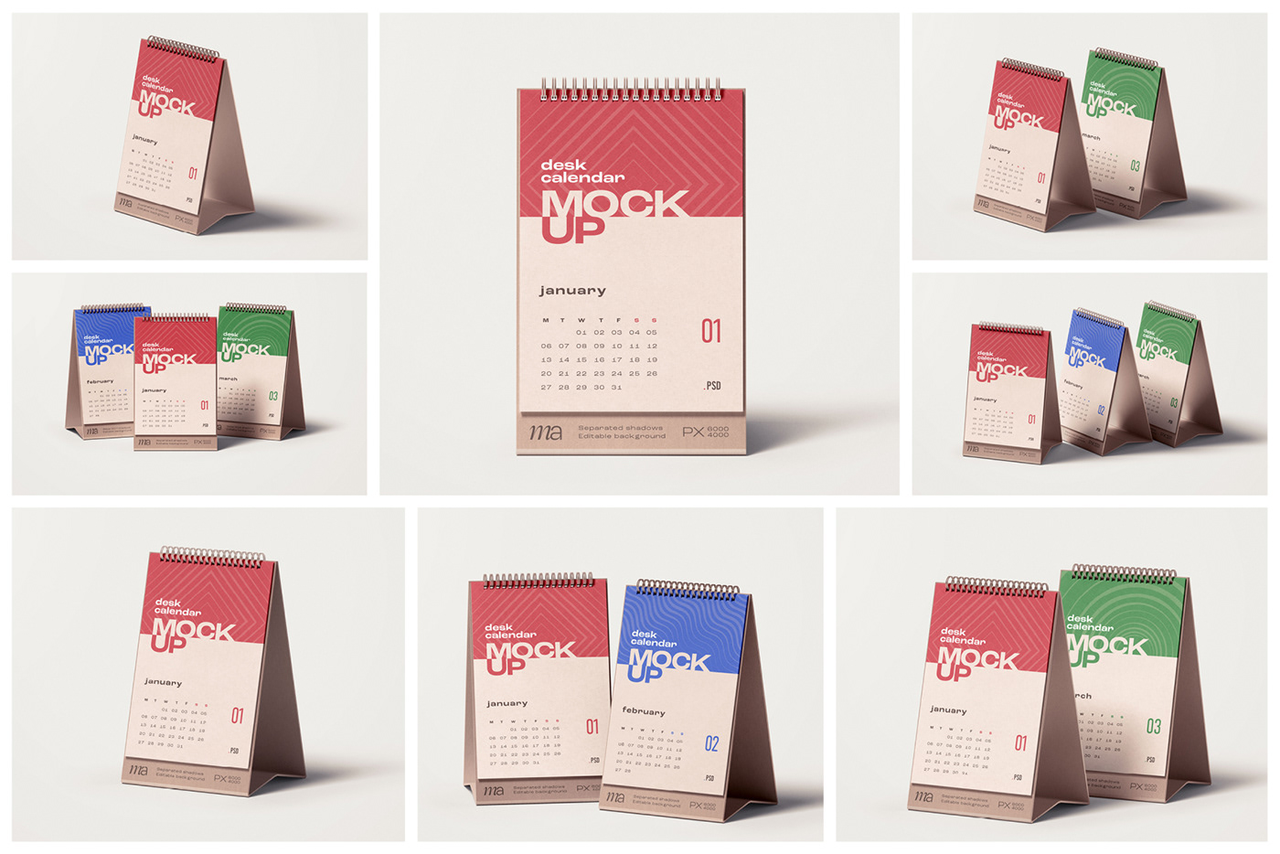 branding  calendar desk elegant free Mockup premium print psd vertical