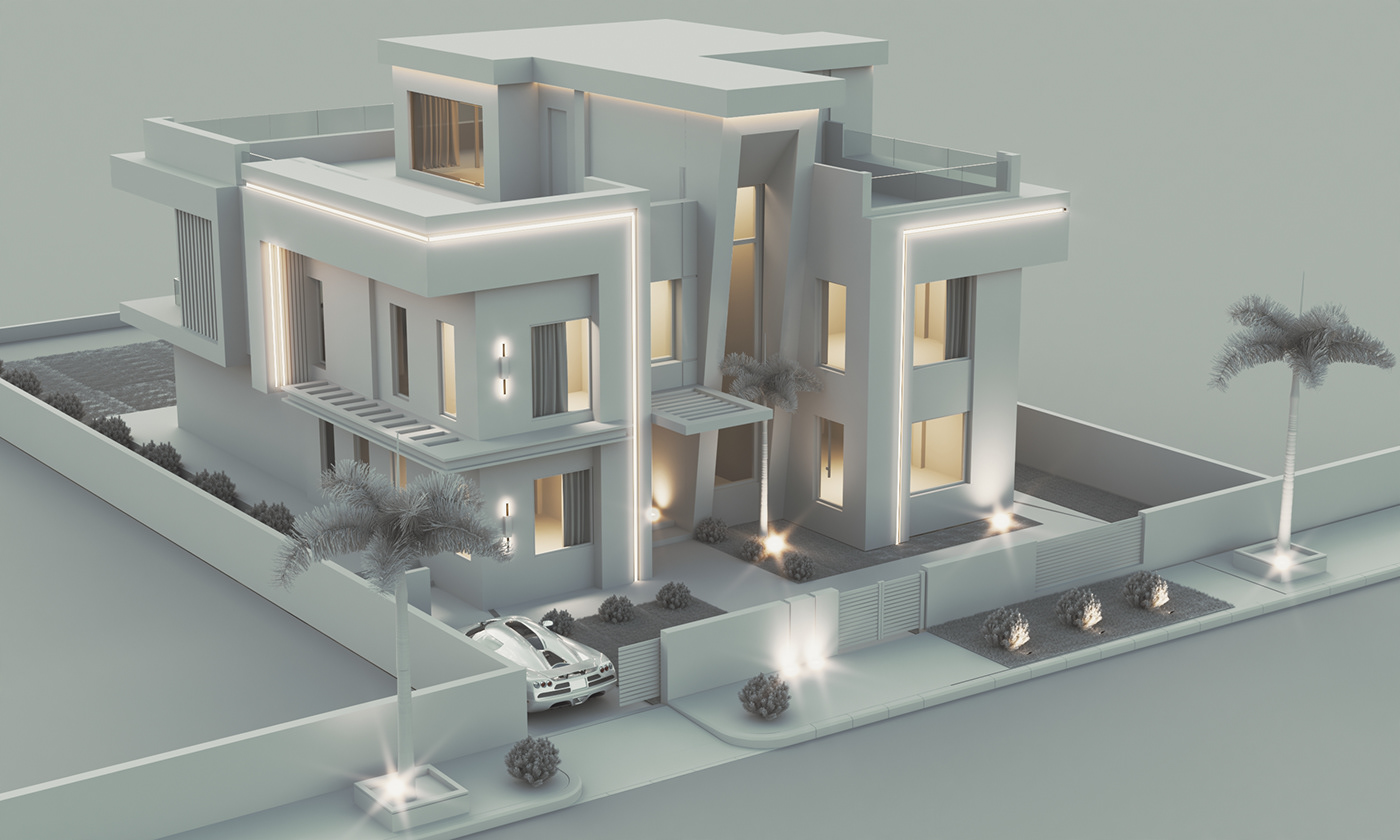 architecture exterior lighting modeling Render texturing visualization vray