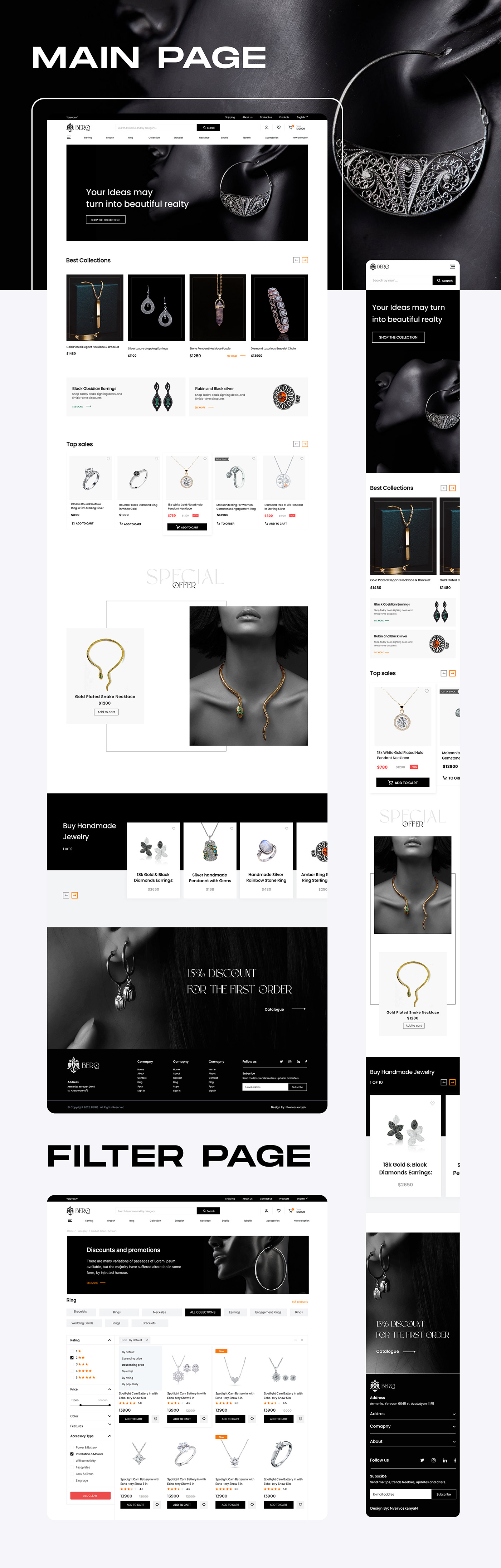 UI/UX desktop design jewelry best template Mockup
