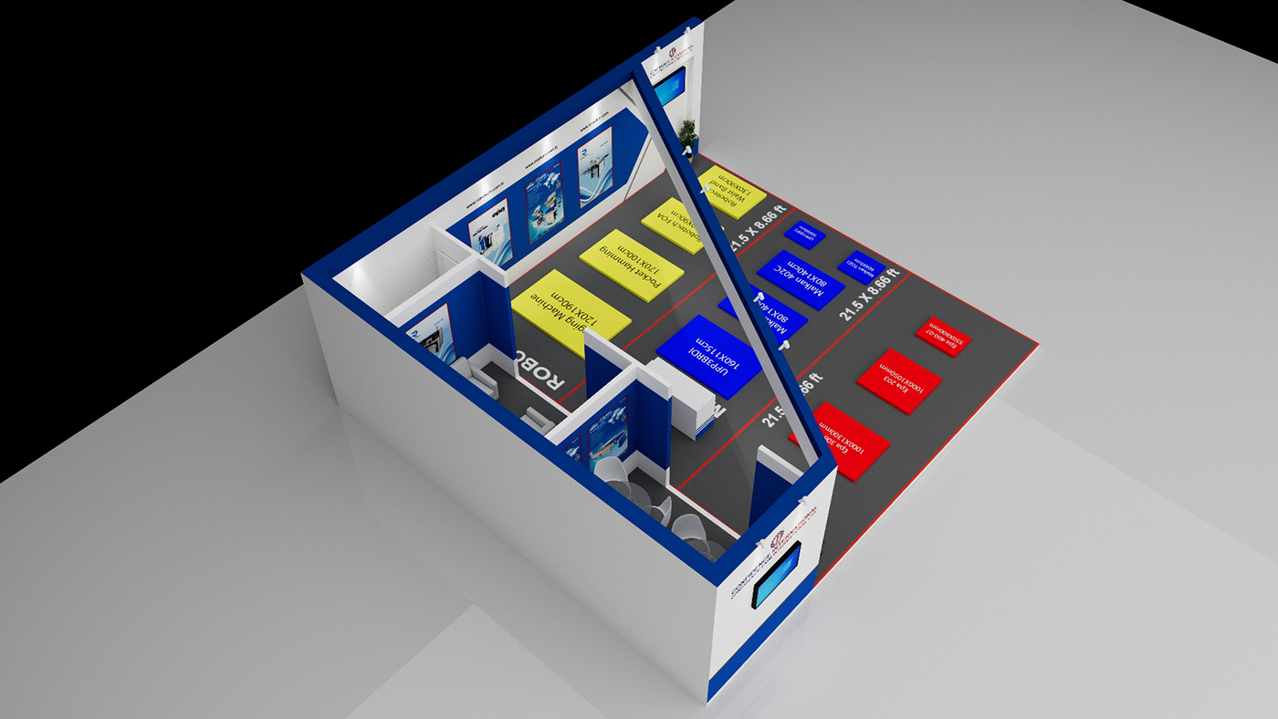 booth Exhibition Design  3D Fair Event Advertising  stall trade Kiosk interactive