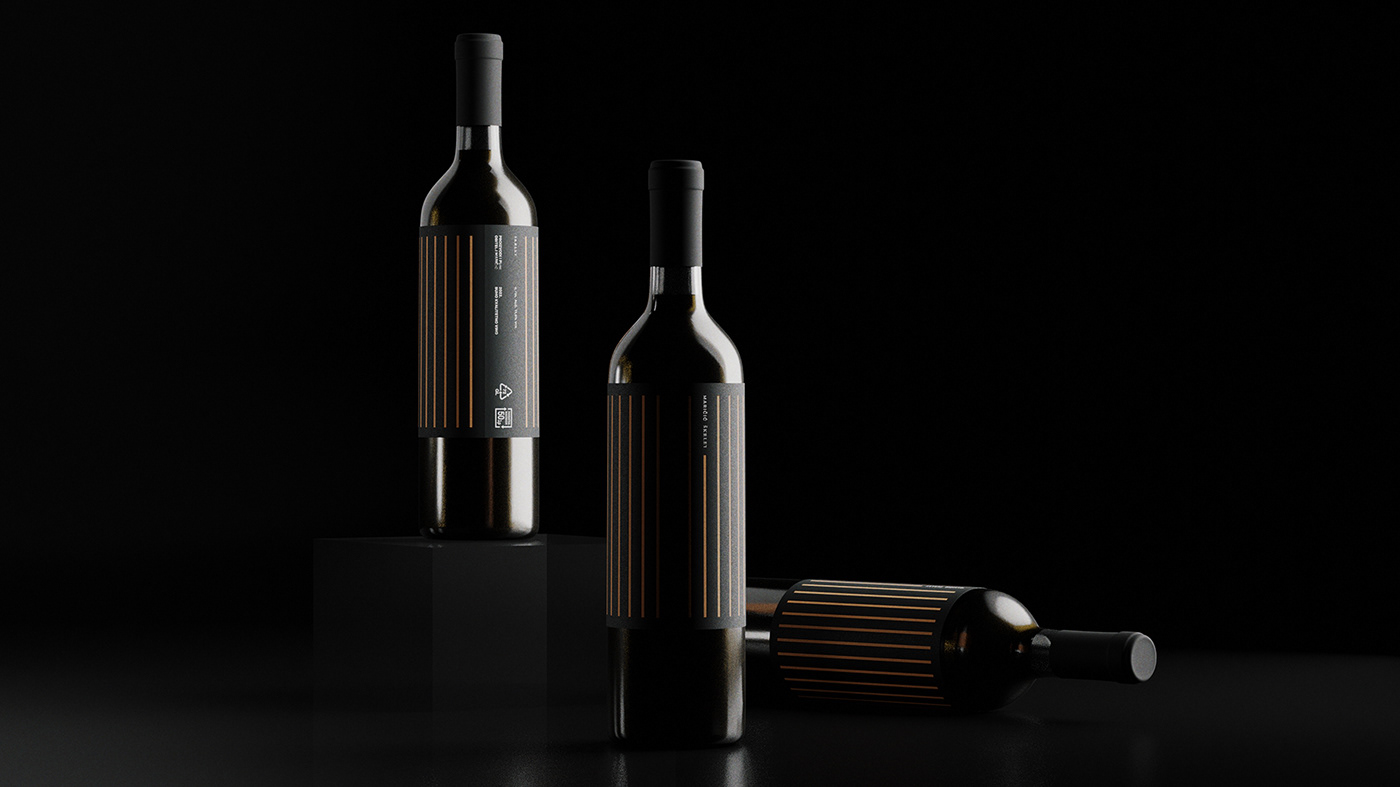 3D blender Label Packaging wine architecture label design Nature packaging design Wine Bottle