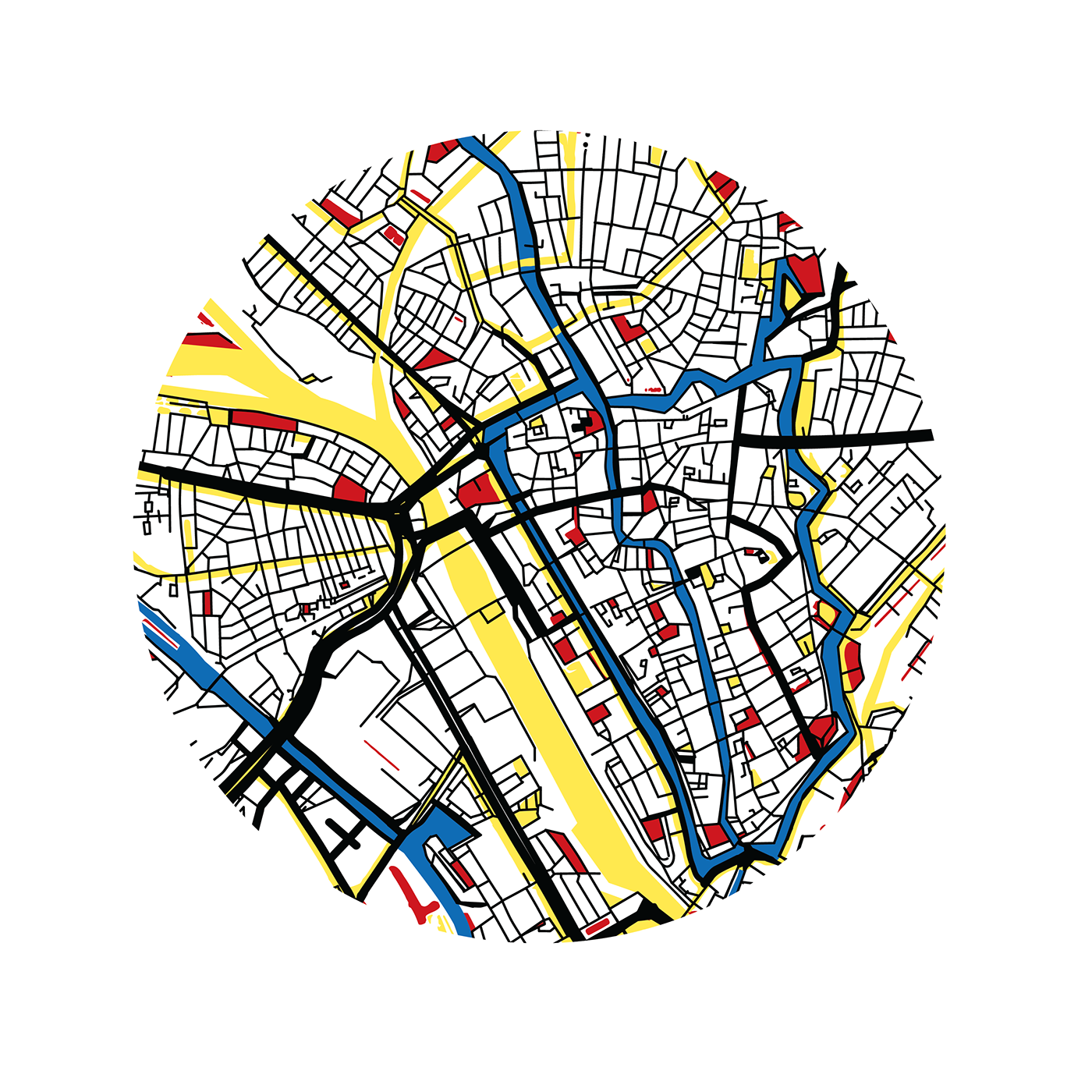 citymap utrecht map de stijl Rietveld postcard Mural Wall Drawing Mural drawing Office Drawing